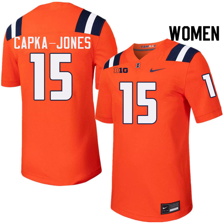 Women #15 Alexander Capka-Jones Illinois Fighting Illini College Football Jerseys Stitched-Orange